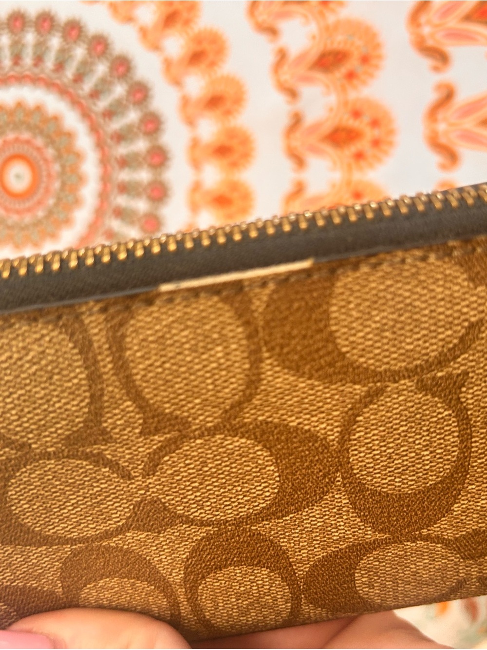 Coach Brown Signature Zip-Around Wallet - Picture 4 of 8